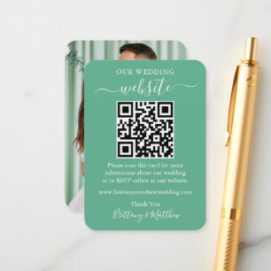 Hochzeitswebsite Foto QR Neo Mint Green Begleitkarte
