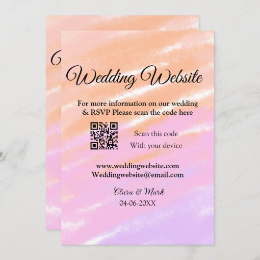 Hochzeitswebsite Hinzufügen von Q R-Code-Prüfung N Einladung (Vorne/Hinten)