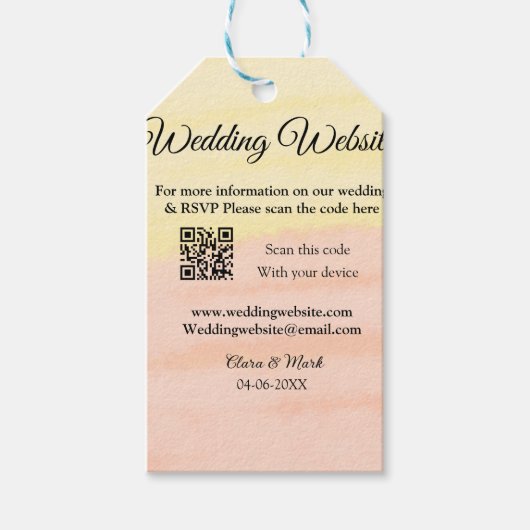 Hochzeitswebsite Hinzufügen von Q R-Code-Prüfung N Geschenkanhänger (Vorderseite)
