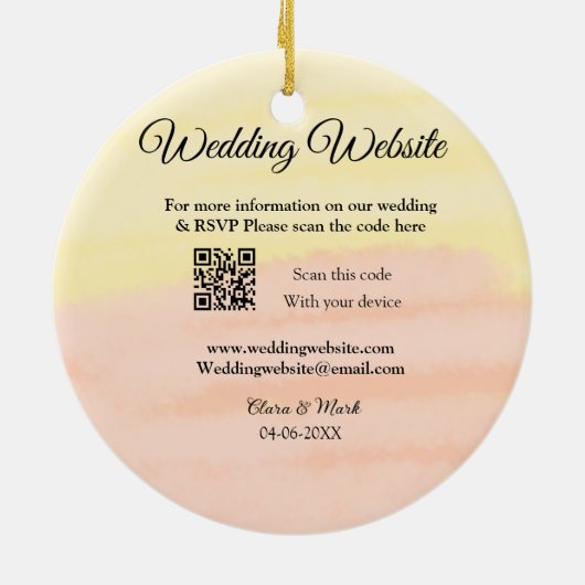 Hochzeitswebsite Hinzufügen von Q R-Code-Prüfung N Keramik Ornament (Hinten)