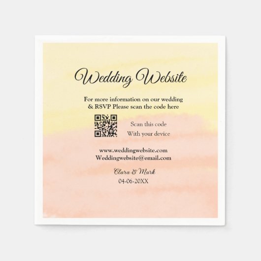 Hochzeitswebsite Hinzufügen von Q R-Code-Prüfung N Serviette (Vorderseite)