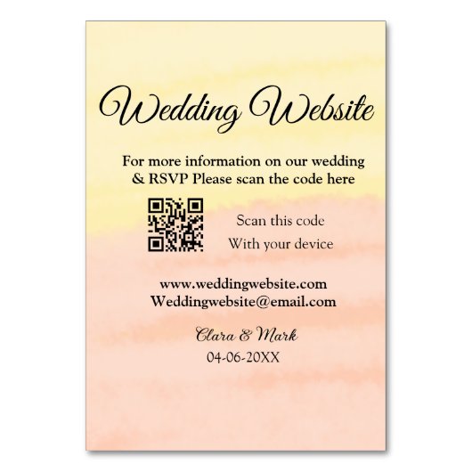 Hochzeitswebsite Hinzufügen von Q R-Code-Prüfung N Tischnummer (Vorderseite)