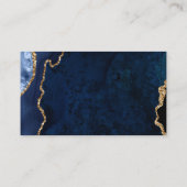 Hochzeitswebsite Navy Blue Gold Agate Geode Marble Begleitkarte (Rückseite)