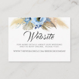 Hochzeitswebsite Pampas Grass Dusty Blue Floral Visitenkarte