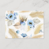 Hochzeitswebsite Pampas Grass Dusty Blue Floral Visitenkarte (Rückseite)