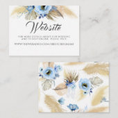 Hochzeitswebsite Pampas Grass Dusty Blue Floral Visitenkarte (Vorne/Hinten)