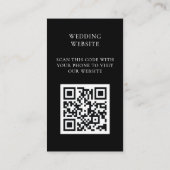 Hochzeitswebsite QR Code Black Modern Begleitkarte (Rückseite)