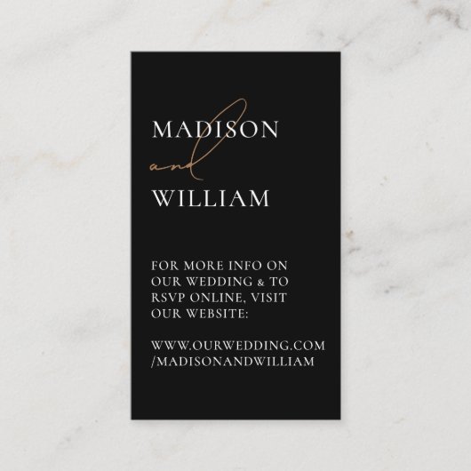 Hochzeitswebsite QR Code Black Modern Begleitkarte (Vorderseite)