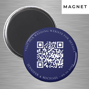 Hochzeitswebsite QR-Code Details RSVP marineblau Magnet