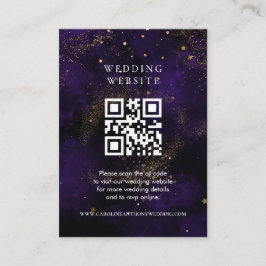 Hochzeitswebsite Qr Code Dunkle Lila magische Gold Begleitkarte