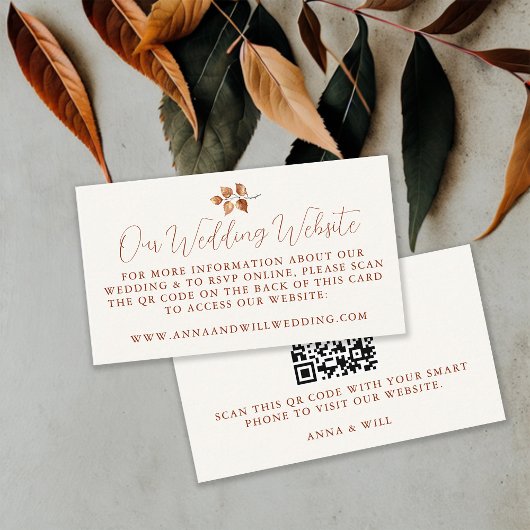 Hochzeitswebsite QR-Code-Herbstlaube Hochzeiten Begleitkarte