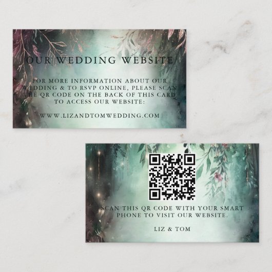 Hochzeitswebsite QR Code Magical Forest Wedding Begleitkarte (Vorne/Hinten)