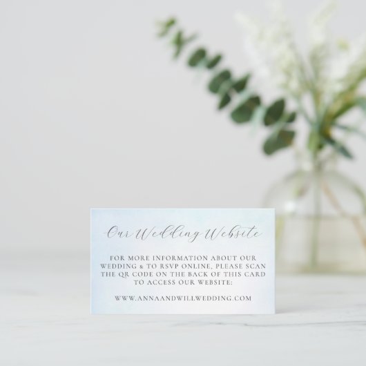 Hochzeitswebsite QR Code Ocean Sky Blue Wedding Begleitkarte (Stehend Vorderseite)