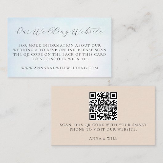 Hochzeitswebsite QR Code Ocean Sky Blue Wedding Begleitkarte (Vorne/Hinten)