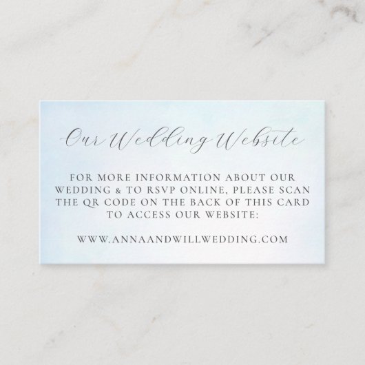 Hochzeitswebsite QR Code Ocean Sky Blue Wedding Begleitkarte (Vorderseite)