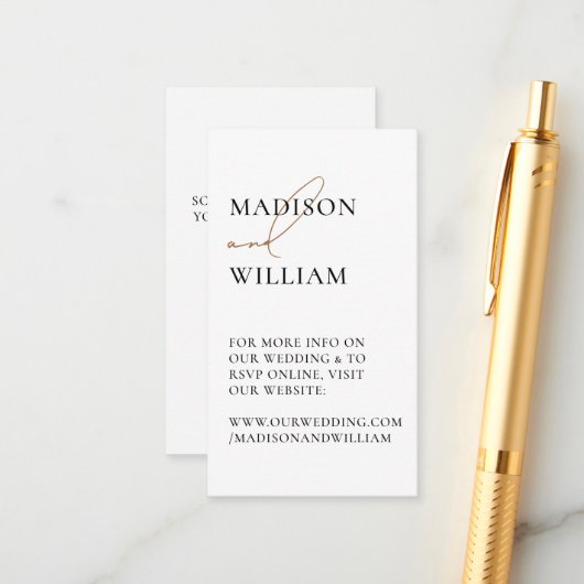 Hochzeitswebsite QR Code White Modern Begleitkarte (Vorderseite/Rückseite Beispiel)