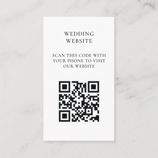 Hochzeitswebsite QR Code White Modern Begleitkarte (Rückseite)
