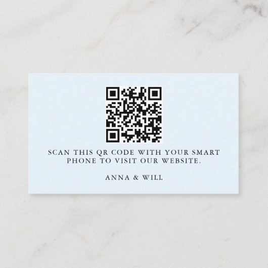 Hochzeitswebsite QR Code Winter Ice Blue Wedding Begleitkarte (Rückseite)