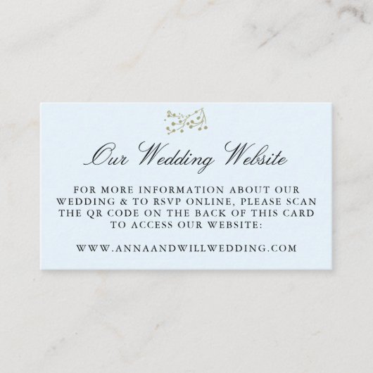 Hochzeitswebsite QR Code Winter Ice Blue Wedding Begleitkarte (Vorderseite)
