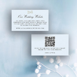 Hochzeitswebsite QR Code Winter Ice Blue Wedding Begleitkarte