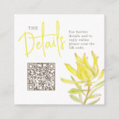 Hochzeitswebsite QR Hochzeitsgelbe Leucadendron En Begleitkarte (Vorderseite)