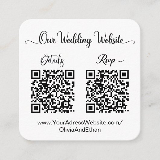 Hochzeitswebsite & RSVP Doppel-QR-Code-Foto Begleitkarte (Vorderseite)