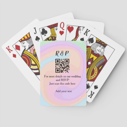 Hochzeitswebsite RSVP Q R Code Name Text hinzufüge Spielkarten (Rückseite)