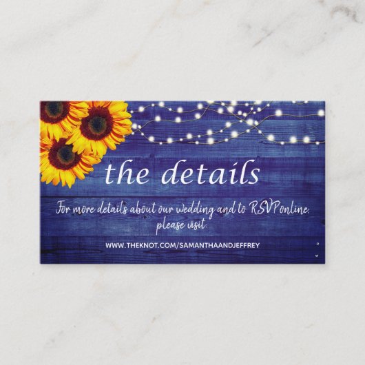 Hochzeitswebsite Rustic Blue Wood Begleitkarte (Vorderseite)