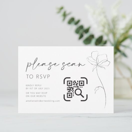 Hochzeitswebsite-Umschließungskarte QR-Code UAWG m Begleitkarte (Stehend Vorderseite)