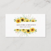 Hochzeitswebsite Wasserfarbe Sonnenblumen Beilage Platzkarte (Rückseite)