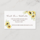 Hochzeitswebsite Wasserfarbe Sonnenblumen Beilage Platzkarte (Vorderseite)