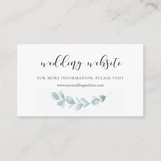 Hochzeitswebsite Wasserfarbenes Grün Begleitkarte (Vorderseite)