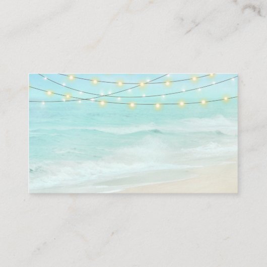 Hochzeitswebsite zum Beach Ocean String Lights Begleitkarte (Rückseite)