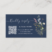 Hochzeitswebsite zur Wildblume von Navy Blue Water Begleitkarte (Vorderseite)