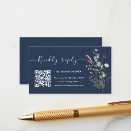 Hochzeitswebsite zur Wildblume von Navy Blue Water Begleitkarte