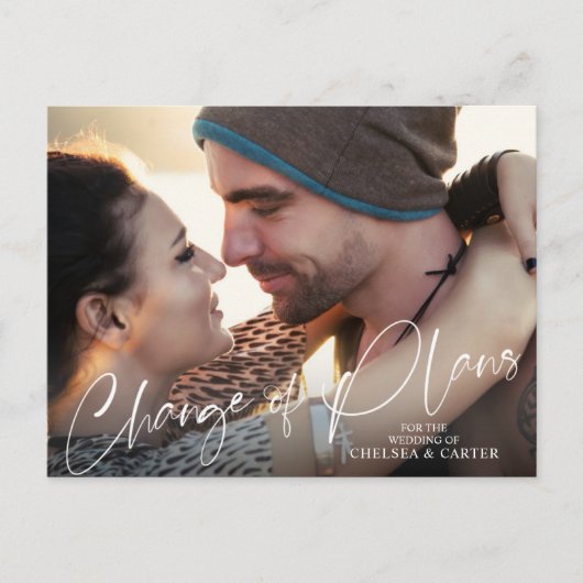 Hochzeitswechsel Planungen Modernes Script-Foto Postkarte (Vorderseite)
