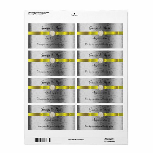 Hochzeitswein, elegantes Gelb und Silber, nach Maß (Vorne)