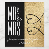 Hochzeitswein Flasche Etikett Elegantes Gold und H (Einzelnes Label)