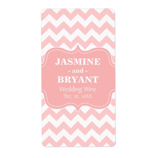 Hochzeitswein Flasche Pink Zickzack Muster Gefalle (Vorne)