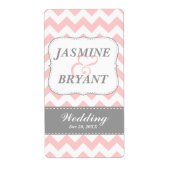 Hochzeitswein Flasche Pink Zickzack Muster Gefalle (Vorne)