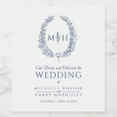 Hochzeitswein-Labrador mit handgezogenen Blättern Weinetikett (Einzelnes Label)