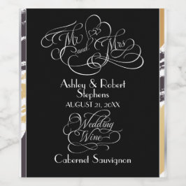 Hochzeitswein | Moderne Paint Strokes und Typograf Weinetikett