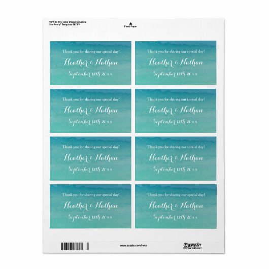 Hochzeitswein oder Wasser-Flaschenlabel am Strand (Vorne)