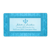 Hochzeitswein personalisiertes Etikett Lilie blau (Vorne)