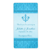 Hochzeitswein personalisiertes Etikett Lilie blau (Vorne)