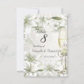 Hochzeitswein Tischnummer Beige Grün Weiß (Rückseite)