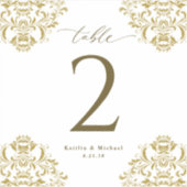 Hochzeitswein Tischnummern Vintag Gold Aufkleber (Vorderseite)