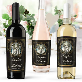Hochzeitsweine-Label Jugendstil-Glass Weinetikett