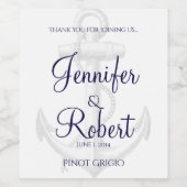 Hochzeitsweinetikett der Marine und des Silberanch Weinetikett (Einzelnes Label)