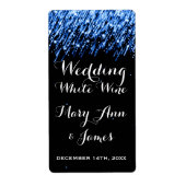 Hochzeitsweinetikett Falling Stars "Sapphire Blue" (Vorne)